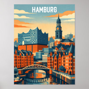 Hamburg Germany Travel Minimalist Port Poster