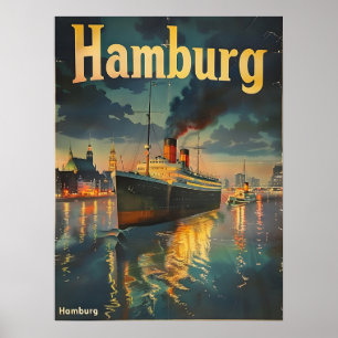 Hamburg Harbor Vintage Poster