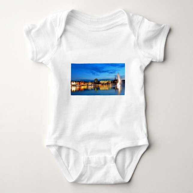 Hamburg Harbour Hafen Deutschland Alster Night Baby Bodysuit (Front)