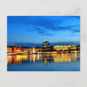 Hamburg Harbour Hafen Deutschland Alster Night Postcard