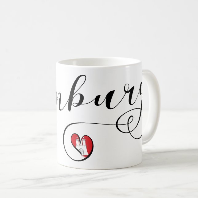 Hamburg Heart Mug, Germany Coffee Mug (Front Right)