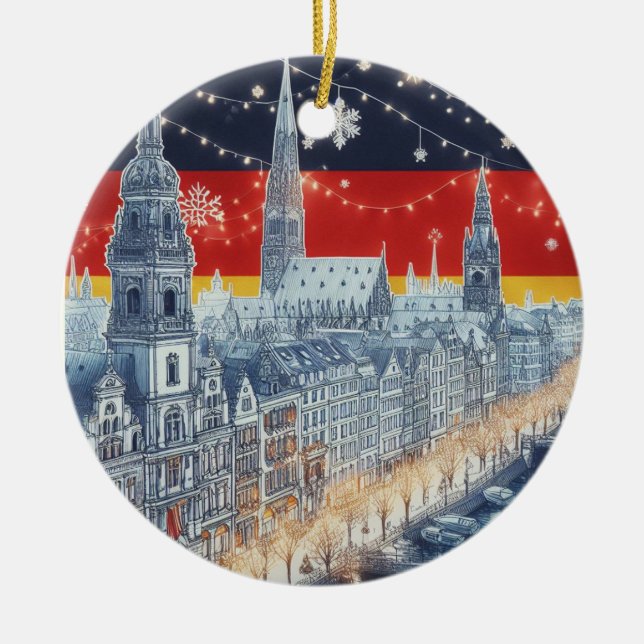 HAMBURG INSPIRED  CERAMIC TREE DECORATION (Front)