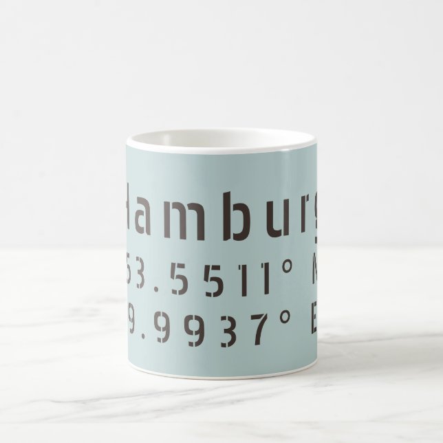 Hamburg Latitude Longitude Coffee Mug (Center)