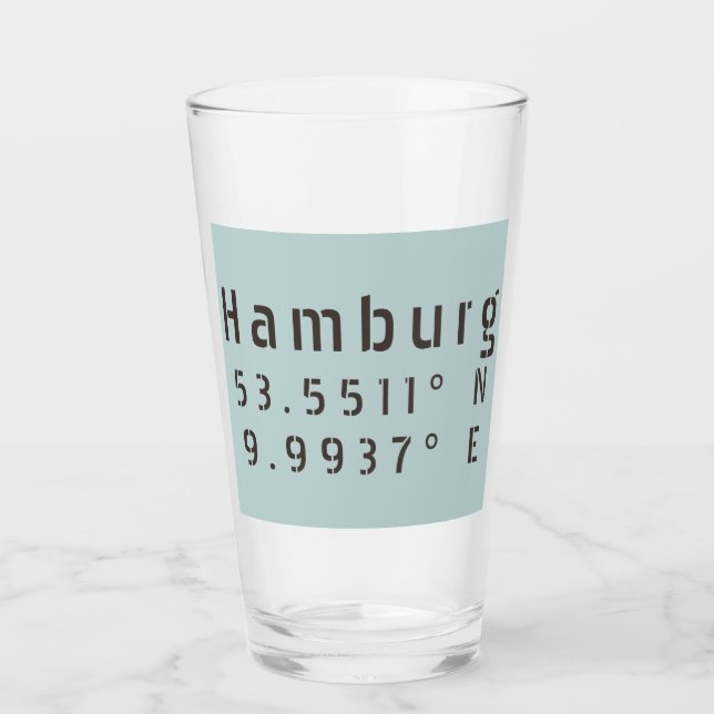 Hamburg Latitude Longitude Glass (Front)