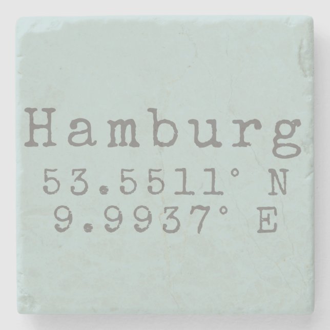 Hamburg Latitude Longitude Stone Coaster (Front)