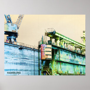 Hamburg Port Cranes Art by Susanne Sachers Pos Poster