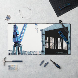 Hamburg Port Germany - Dock Crane - Pop Art - Desk Mat
