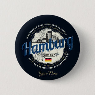 Hamburg Skyline Germany Vintage Holiday Souvenir 6 Cm Round Badge