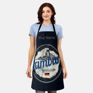 Hamburg Skyline Germany Vintage Holiday Souvenir Apron