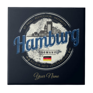 Hamburg Skyline Germany Vintage Holiday Souvenir Tile