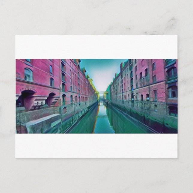 Hamburg Speicherstadt Artwork Postcard (Front)