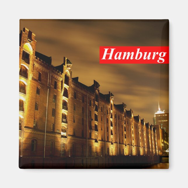 Hamburg - storage town at night - magnet (Front)