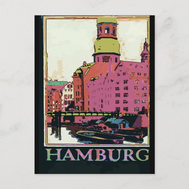 Hamburg Travel Poster Postcard (Front)