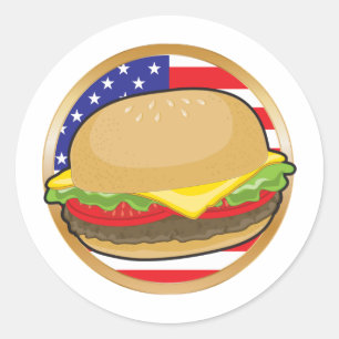 Hamburger American Flag Classic Round Sticker
