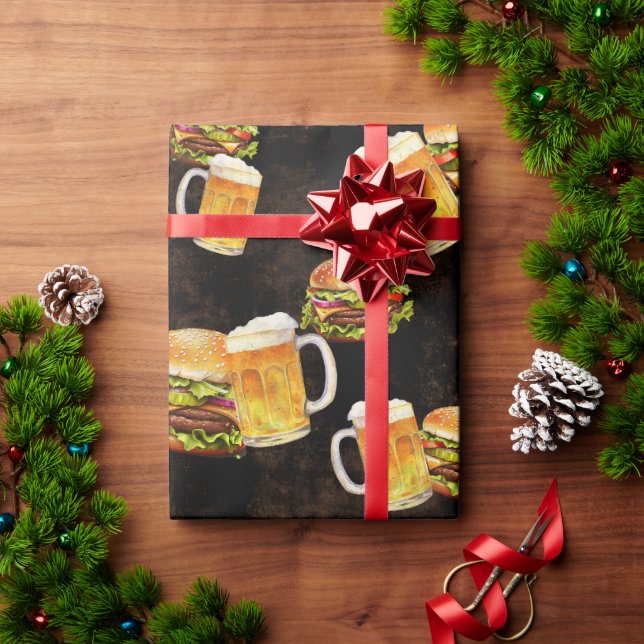 Hamburger and beer  wrapping paper (Holiday Gift)