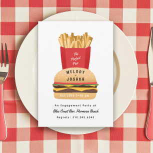Hamburger and Fries Perfect Pair Couple’s Shower   Invitation