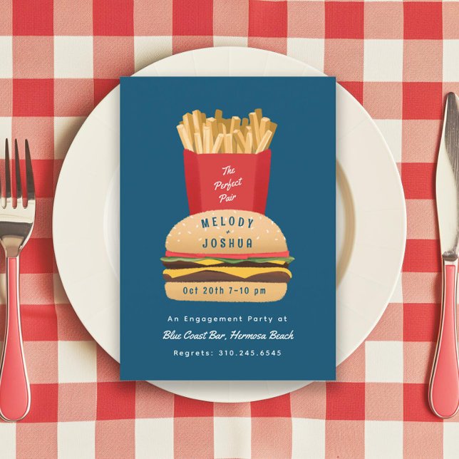 Hamburger and Fries Perfect Pair Couple’s Shower   Invitation (Creator Uploaded)