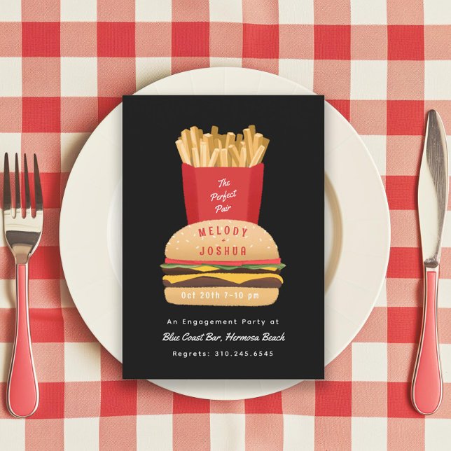 Hamburger and Fries Perfect Pair Couple’s Shower   Invitation (Creator Uploaded)
