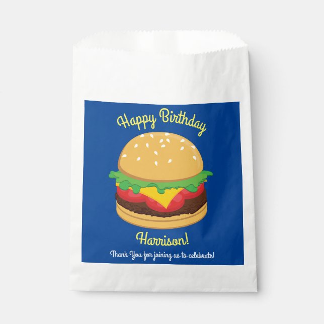 Hamburger Birthday Party Burger Favour Bags (Front)