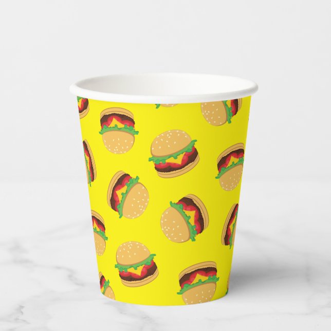Hamburger Birthday Party Burger Paper Cups (Front)