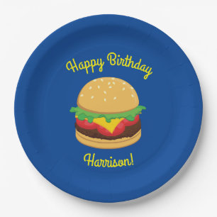 Hamburger Birthday Party Burger Paper Plate