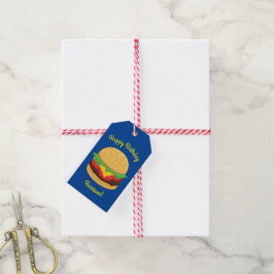 Hamburger Birthday Party Gift Tags