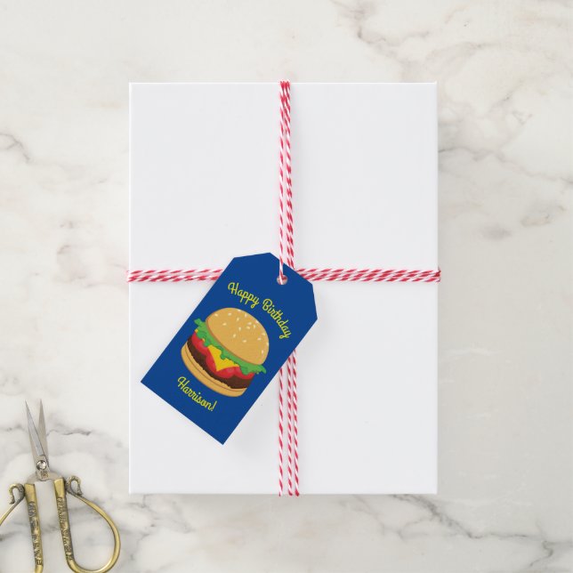 Hamburger Birthday Party Gift Tags (With Twine)