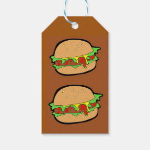 HAMBURGER, BROWN GIFT TAGS