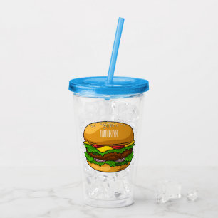 Hamburger cartoon illustration  acrylic tumbler