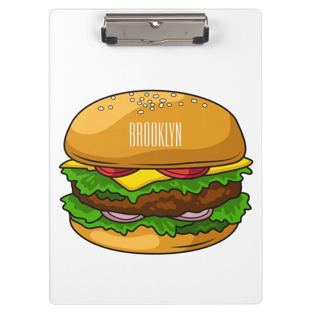 Hamburger cartoon illustration clipboard (Front)