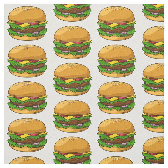 Hamburger cartoon illustration fabric (Swatch)