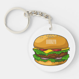 Hamburger cartoon illustration key ring