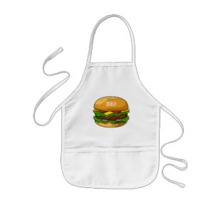 Hamburger cartoon illustration kids apron