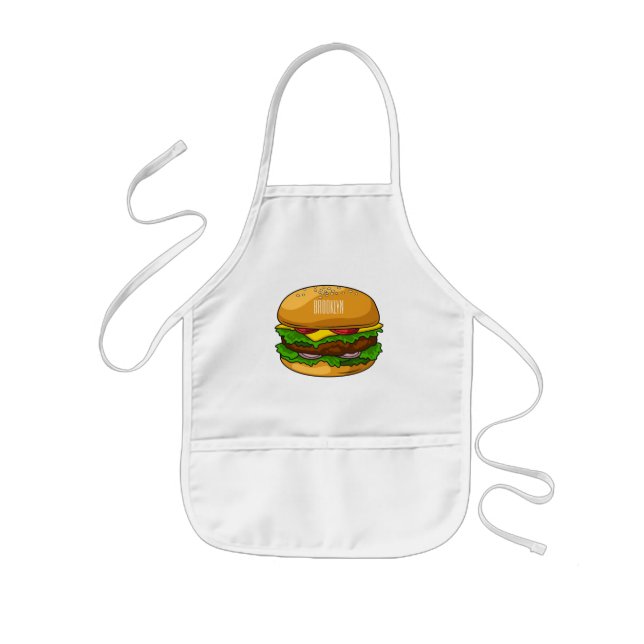 Hamburger cartoon illustration  kids apron (Front)