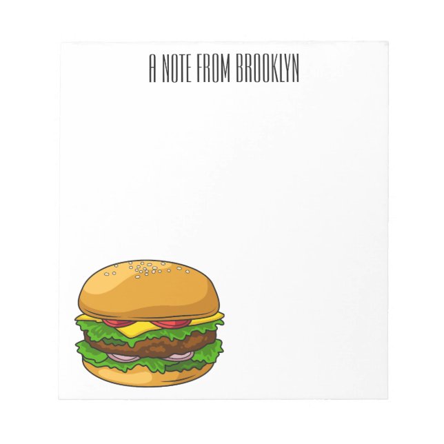 Hamburger cartoon illustration notepad (Front)