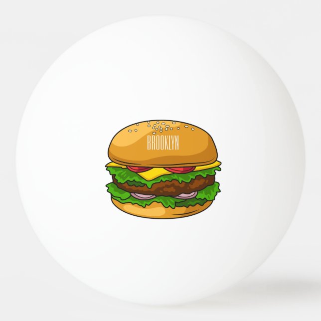 Hamburger cartoon illustration  ping pong ball (Front)