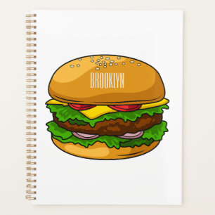 Hamburger cartoon illustration planner