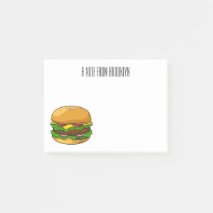 Hamburger cartoon illustration post-it notes