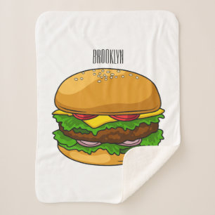 Hamburger cartoon illustration sherpa blanket