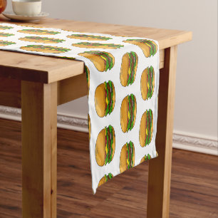 Hamburger cartoon illustration short table runner