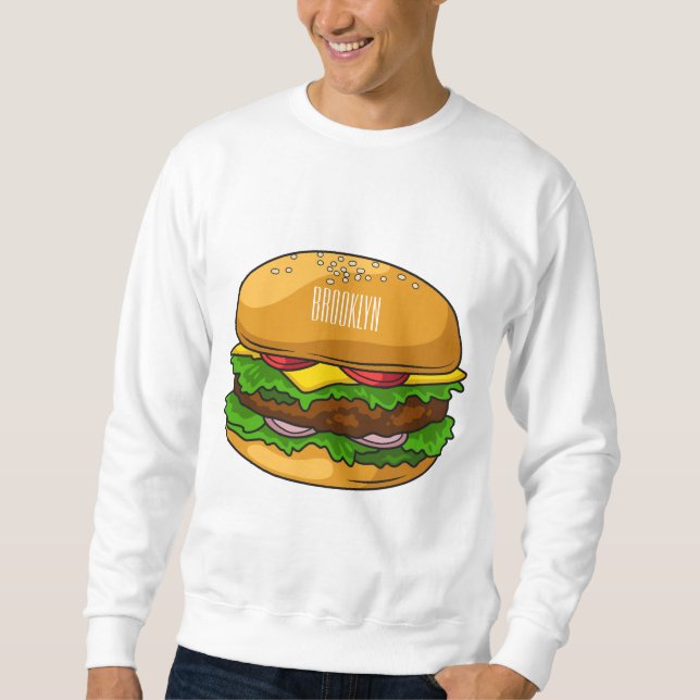 Hamburger cartoon illustration sweatshirt (Front)