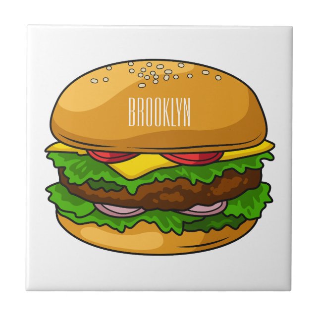 Hamburger cartoon illustration  tile (Front)