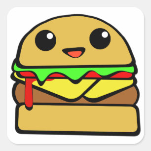 Hamburger Character Square Sticker