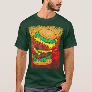 Hamburger Cheeseburger Burger Vintage Retro T-Shir T-Shirt