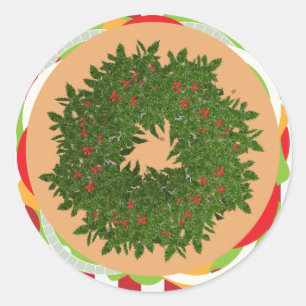 Hamburger cheeseburger holly wreath burger classic round sticker