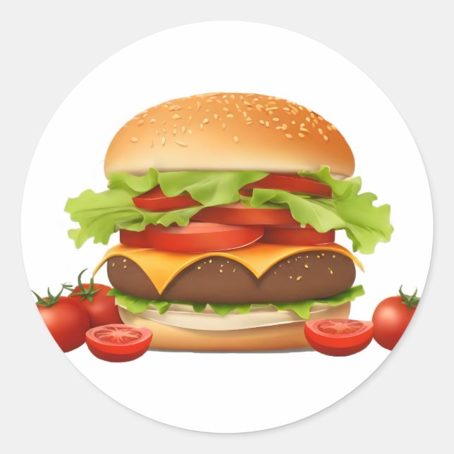 Hamburger Classic Round Sticker (Front)