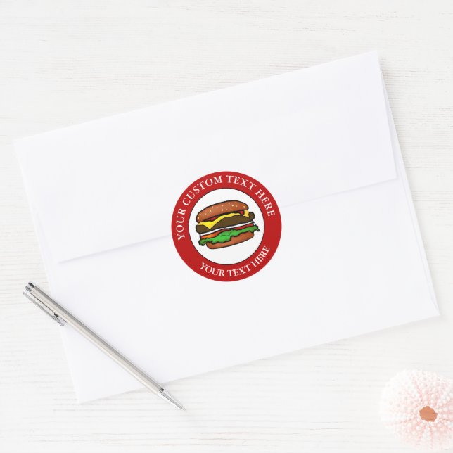 Hamburger Custom Text Logo Icon 1.5 Classic Round Sticker (Envelope)
