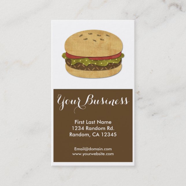 Hamburger customisable business cards (Front)