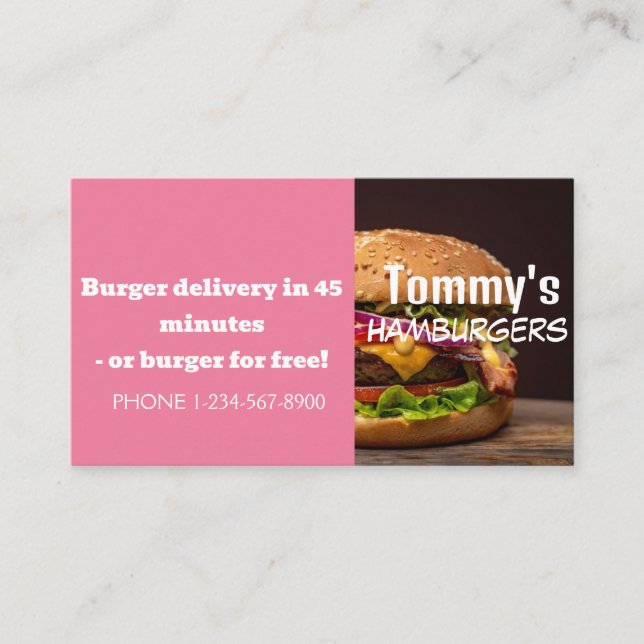 Hamburger Delivery Discount Sale Offer Business Card (Front)