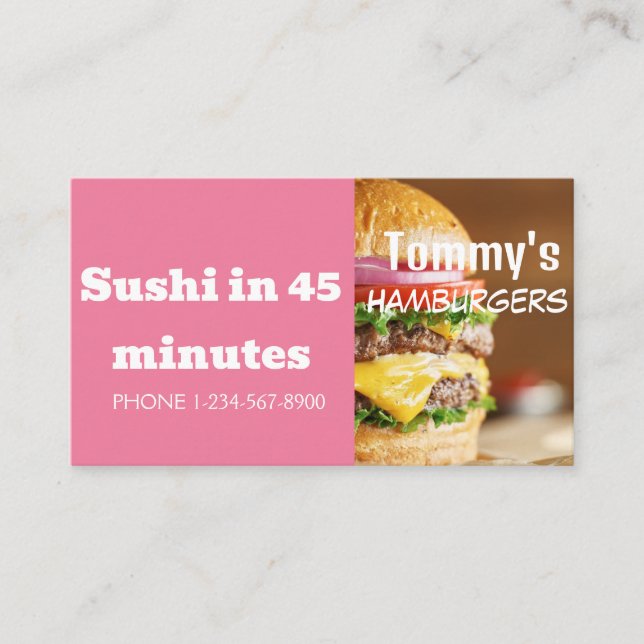 Hamburger Delivery Discount Sale Offer Business Card (Front)